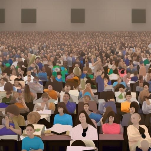 Photorealistic 4K Image of a Large Crowd of Teachers