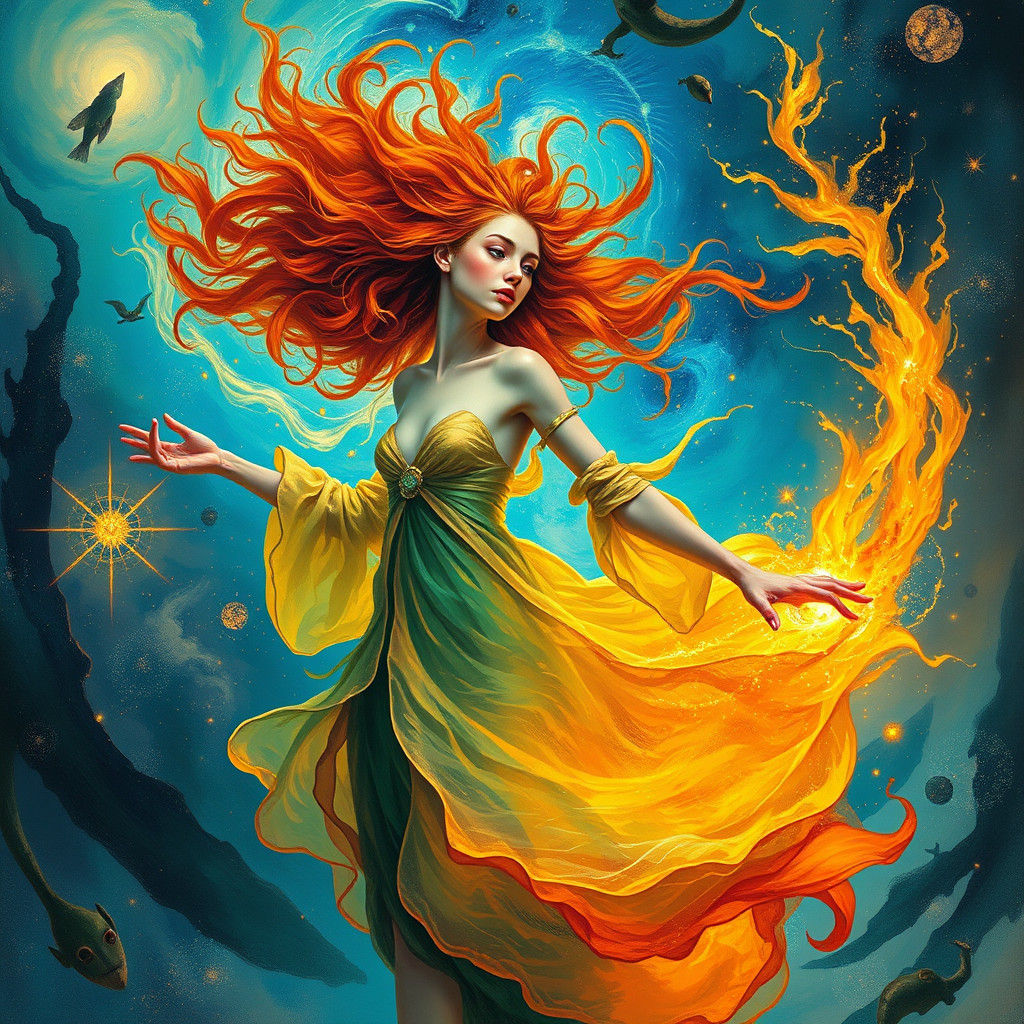 Astral Projection Battle in Fauvist and Impressionist Styles