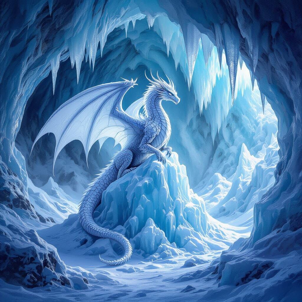 Majestic Ice Dragon in Iceland's Crystal Ice Cave