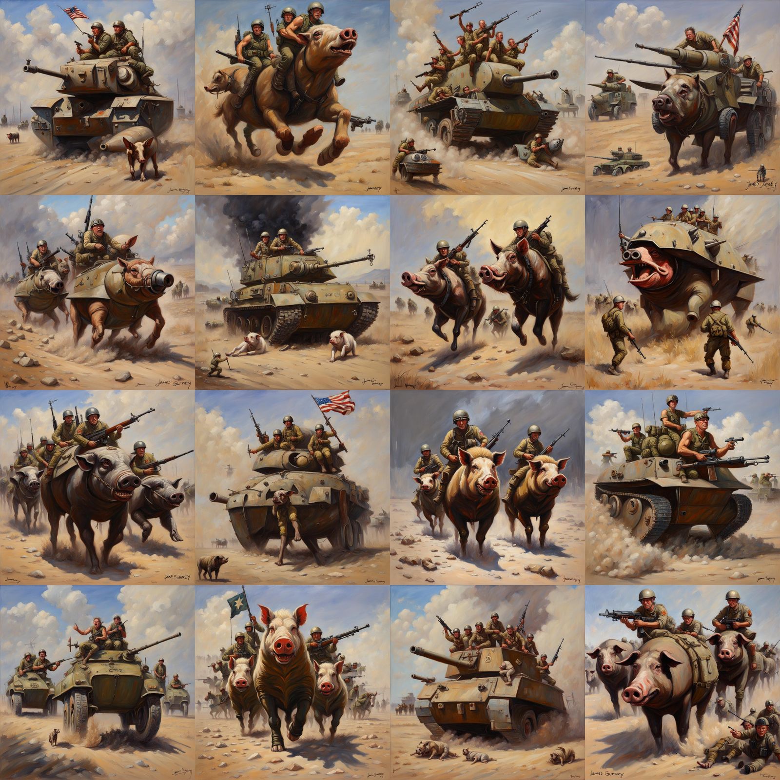 War Pigs in Oil Painting Style