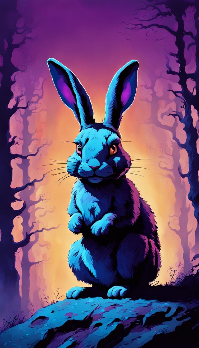 Surreal Bunny Smile in Frank Frazetta Style