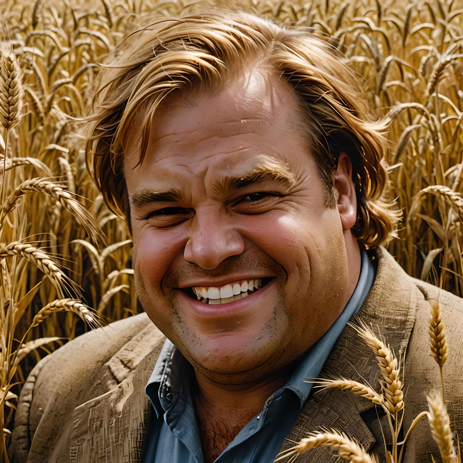 Joyful Portrait in Barley Field, Sunny Day