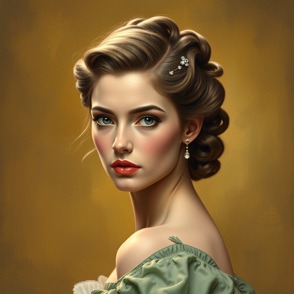 Elegant Lady in Golden Opulence