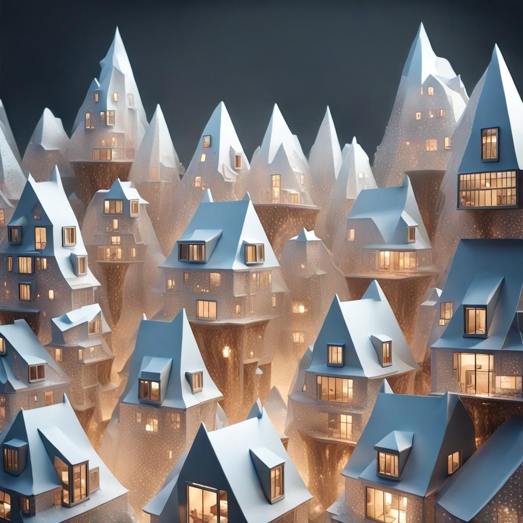 Surreal Crystal City of Phantom Houses