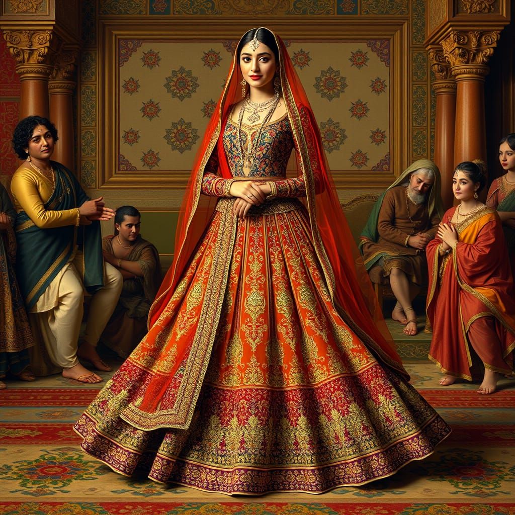 Opulent Anarkali Gown Inspired by Mughal-Era Art