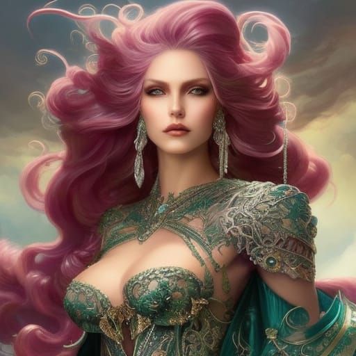 Sea Elf Queen in Fantasy Gown