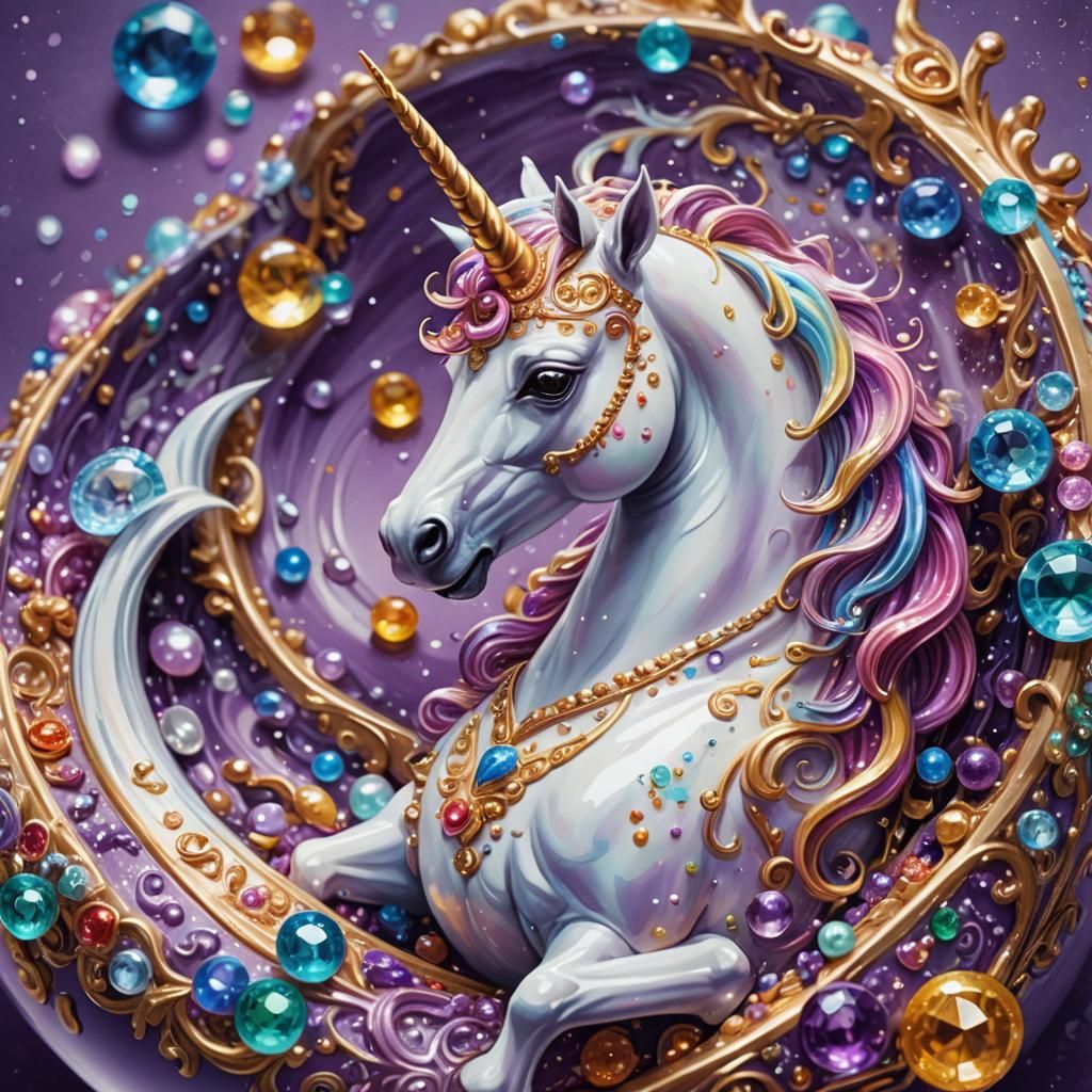 Fantasy Unicorn Droppings in Oil Painting Style