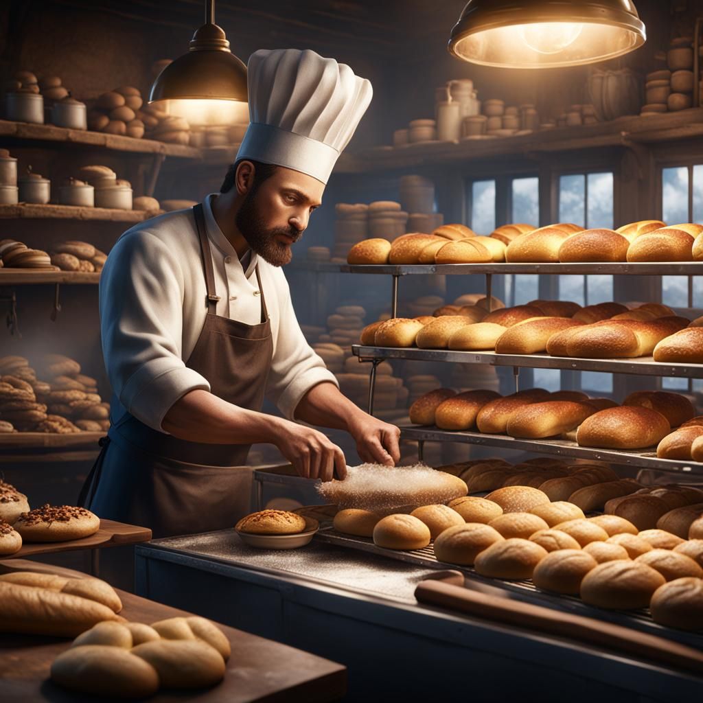 Professional Baker Baking Bread: Fantasy Concept Art