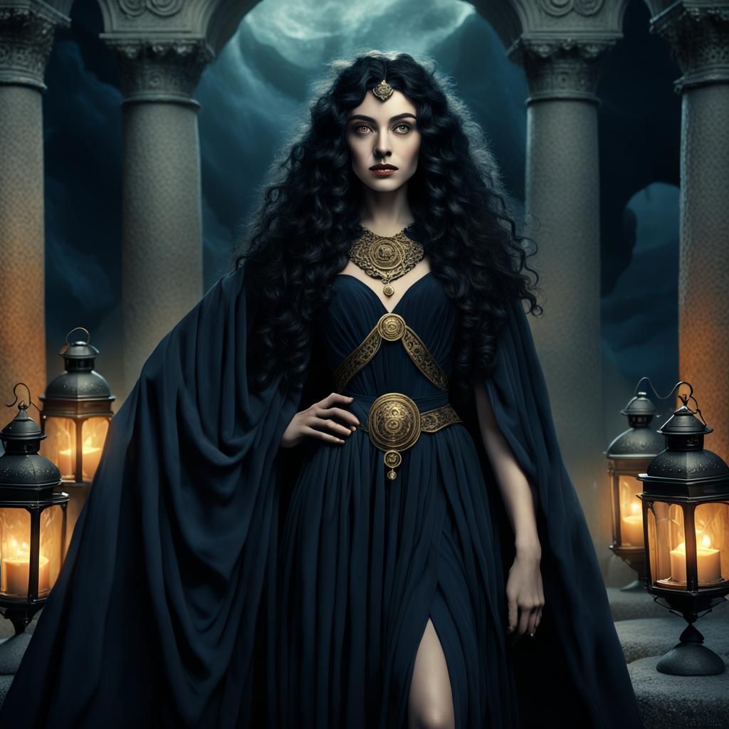 Greek Goddess Hekate in Hades, Detailed Matte Painting