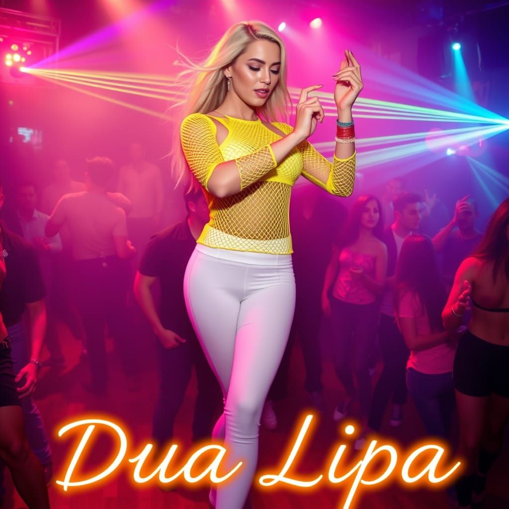 Dua Lipa Dancing in Neon Lit Club