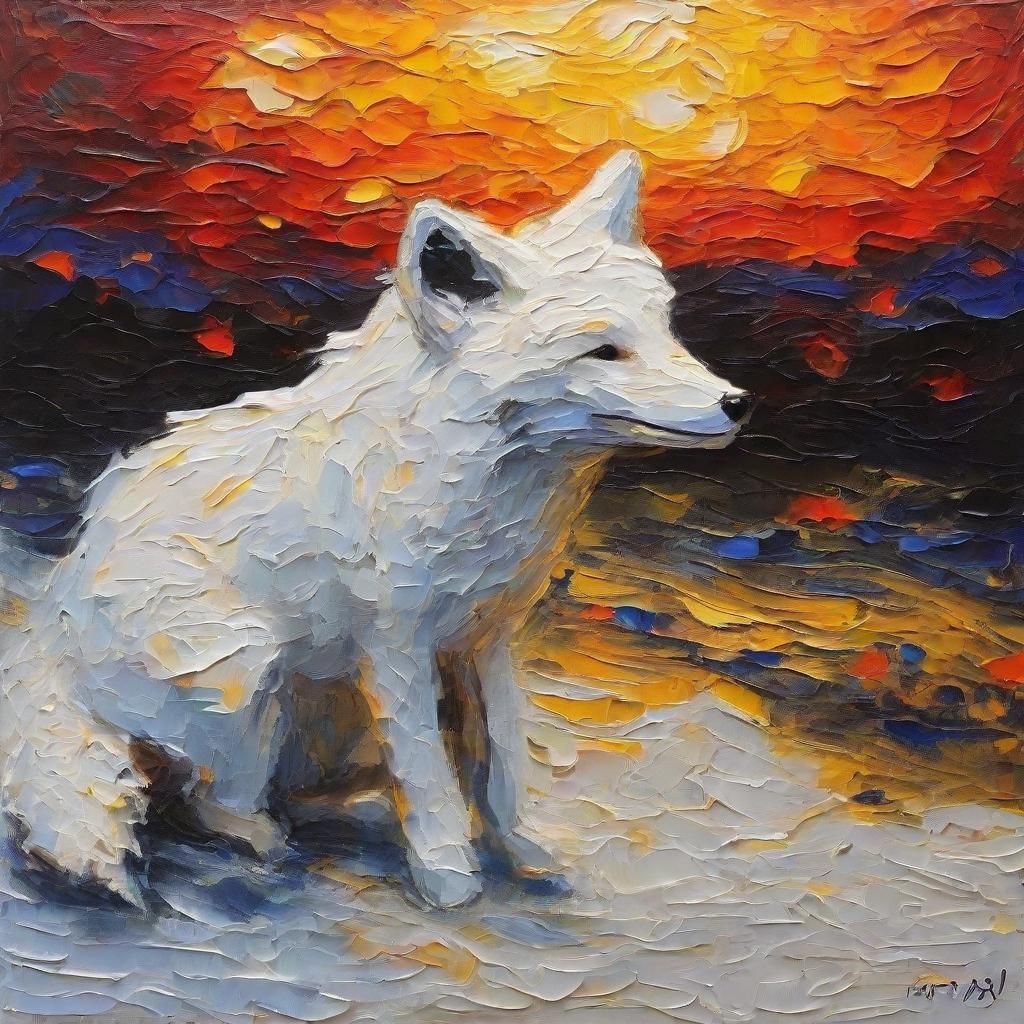 Impasto Fox at Sunset