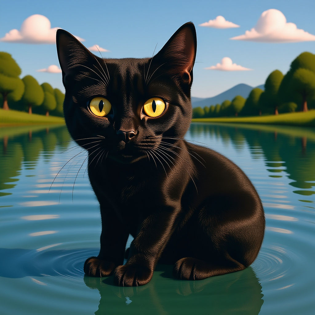 Drow and Cat in Moonlit Landscape