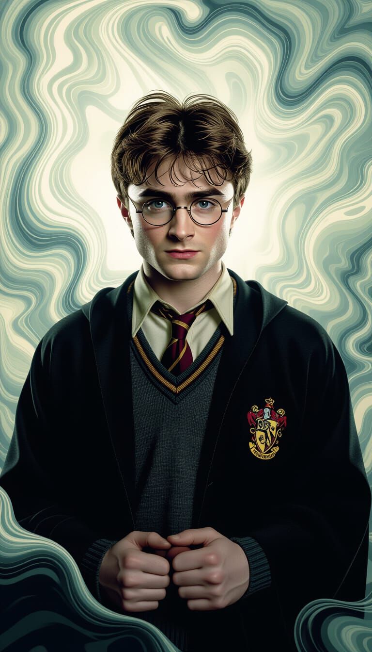Harry Potter in Moody Surrealism as Melting Oil Painting