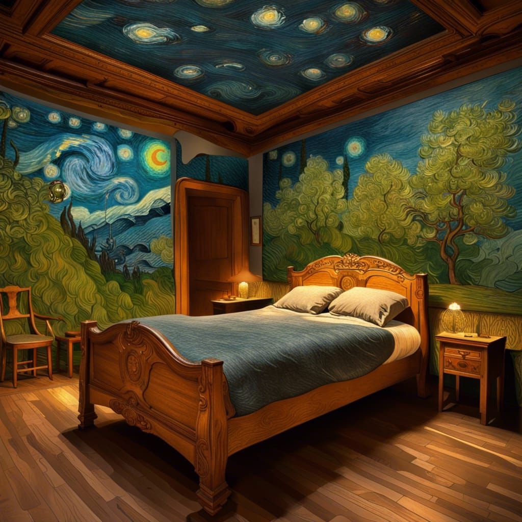 Starry Bedroom with Van Gogh Paintings