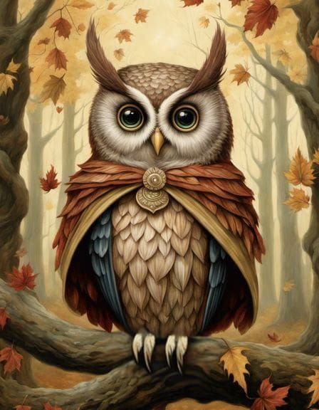Autumn Owl in Surrealist Style