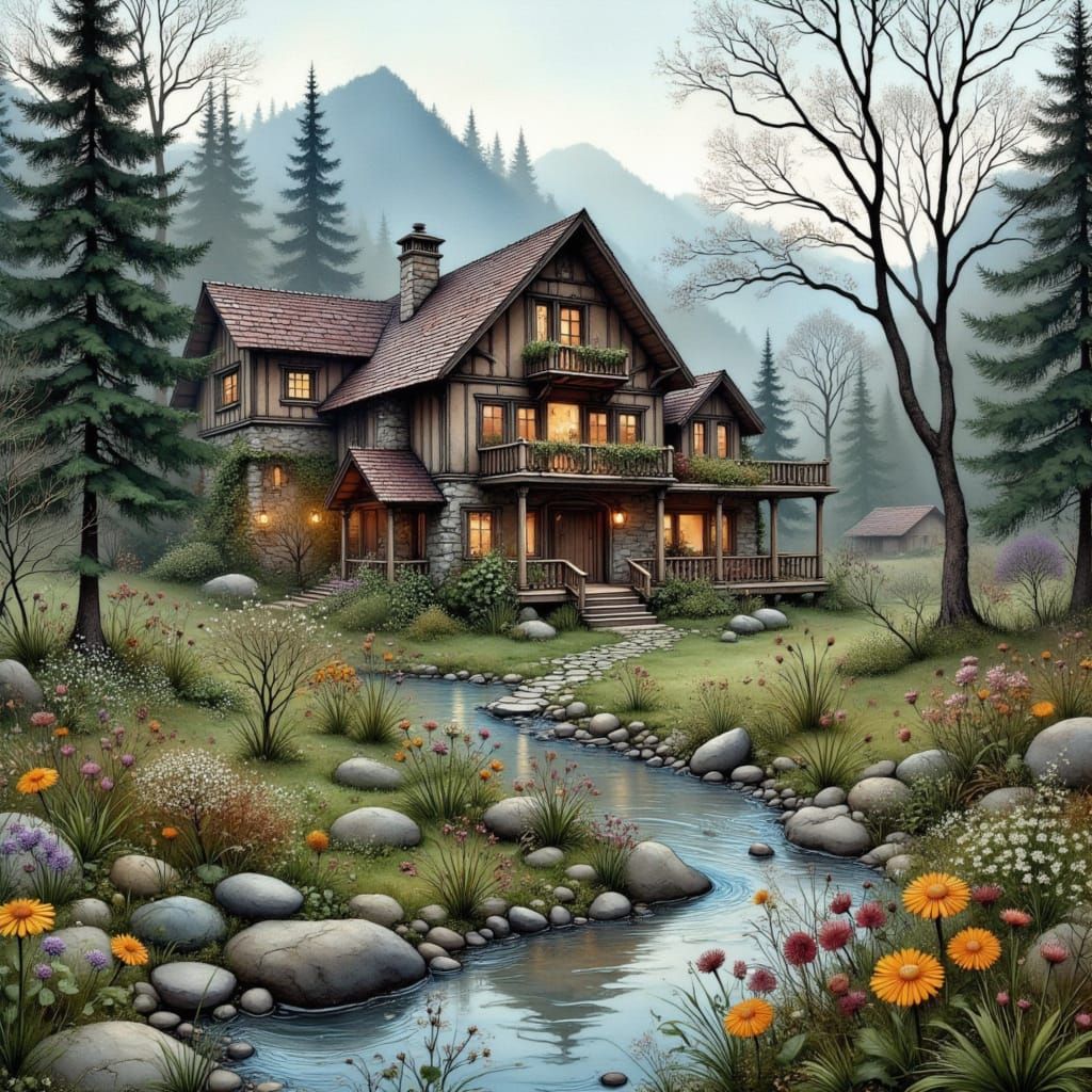 Bavarian Cabin Amidst Alpine Peaks