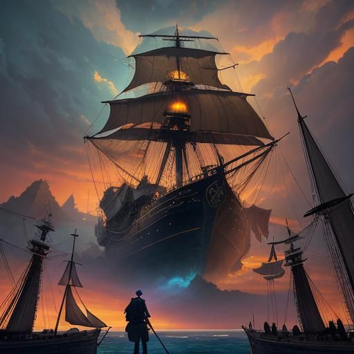 Cosmic Surrealism: Sailor Gazing at Vortex