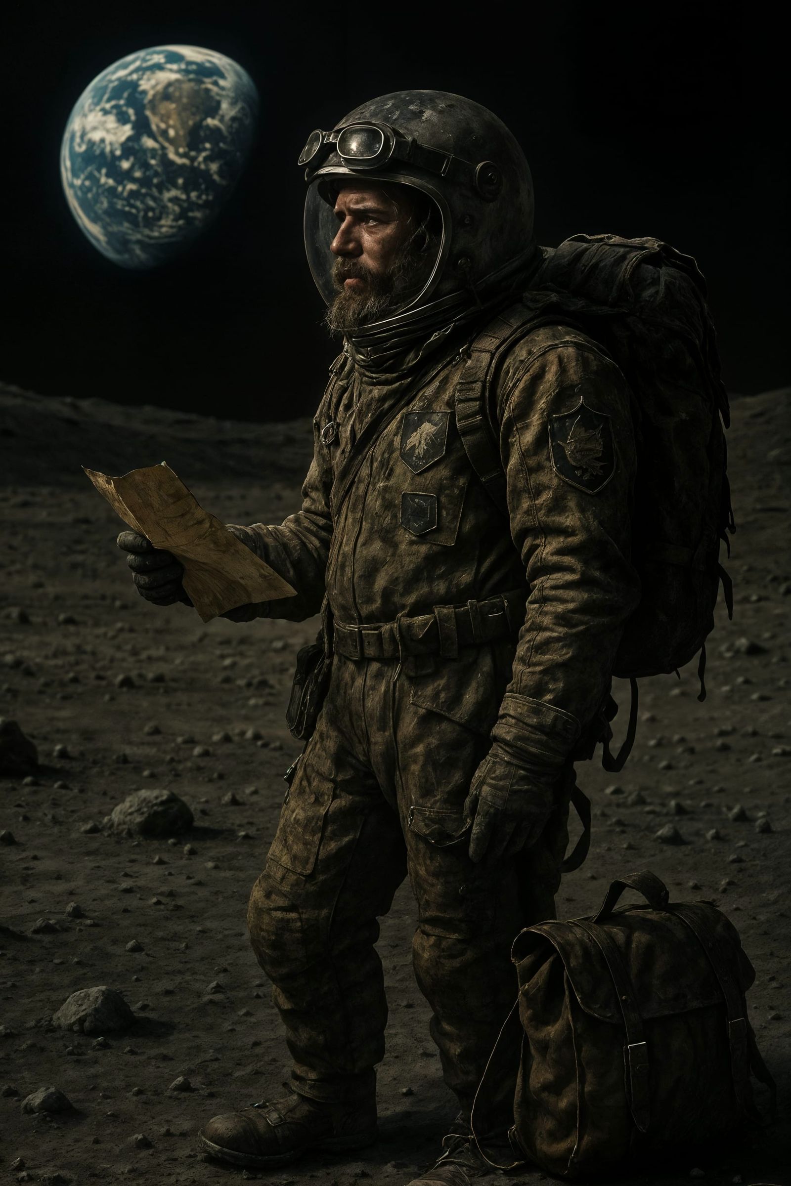 Astronaut on Desolate Lunar Surface