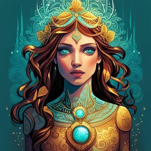 Bioluminescent Greek Princess with Luminous Colors