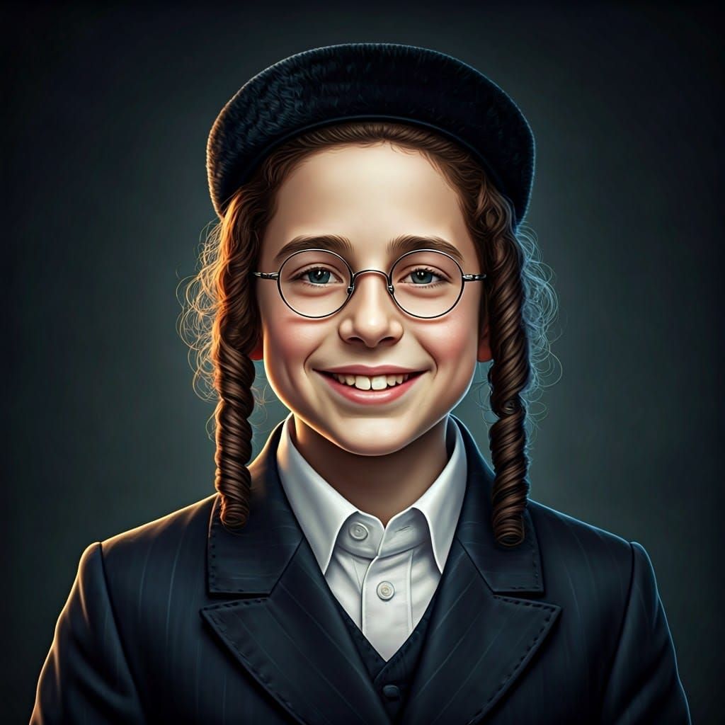 Chassidish Boy Portrait in Fantasy Concept Art Style