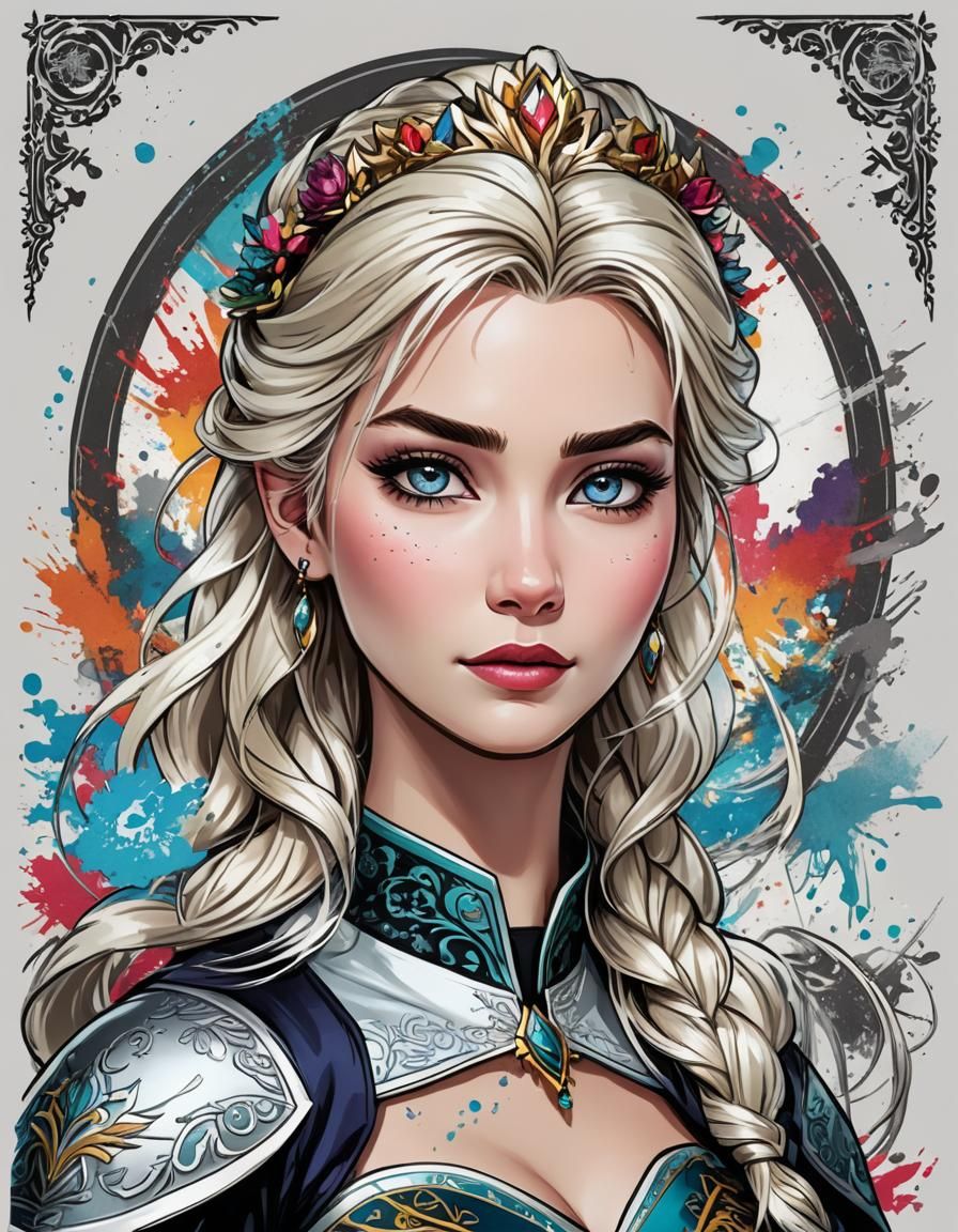 Elsa as Samurai Warrior, Digital Matte Painting