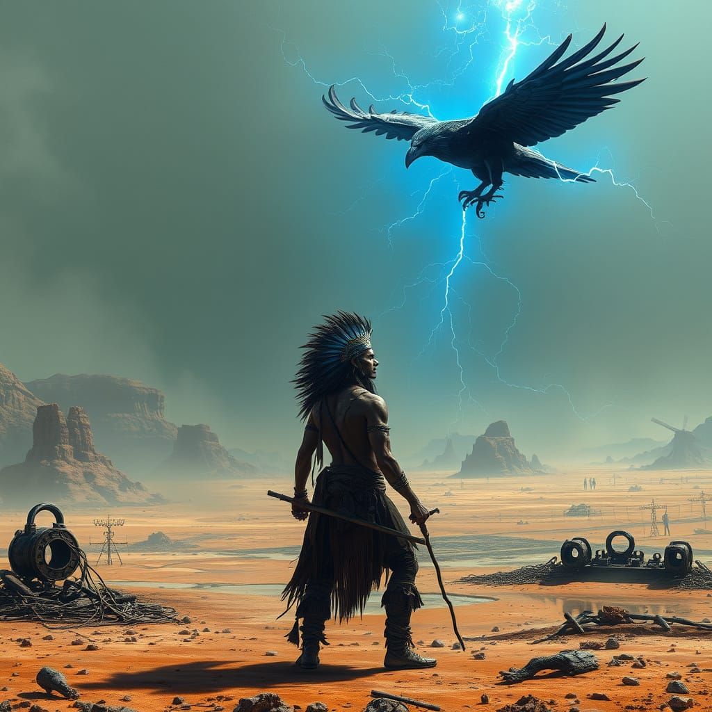 Shaman Summons Raven in Alien Wasteland