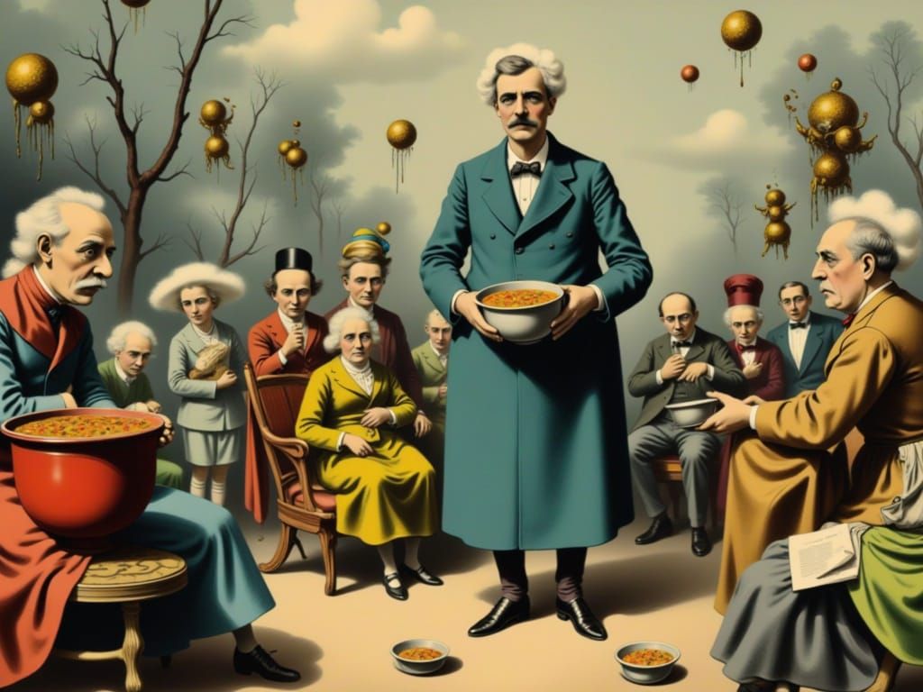 Graf Rotz Visits Relatives: Surreal Oil Painting