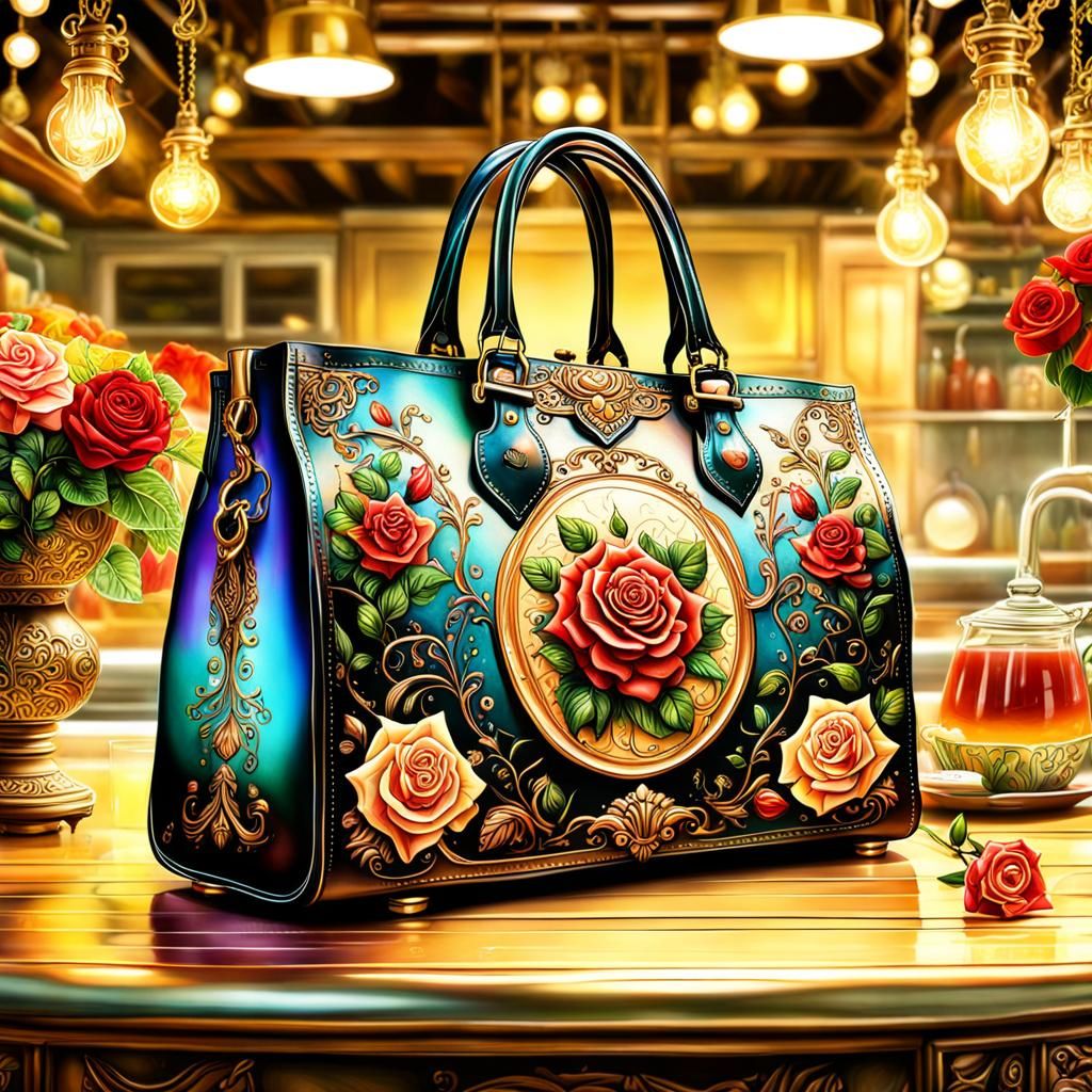 Ornate Bag on Kitchen Table in Airbrush Style