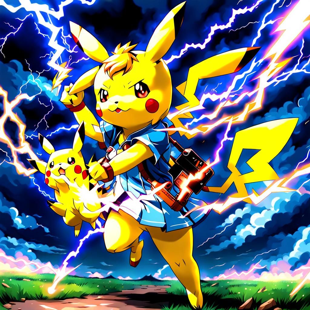 Anime Pikachu Girl Shooting Lightning