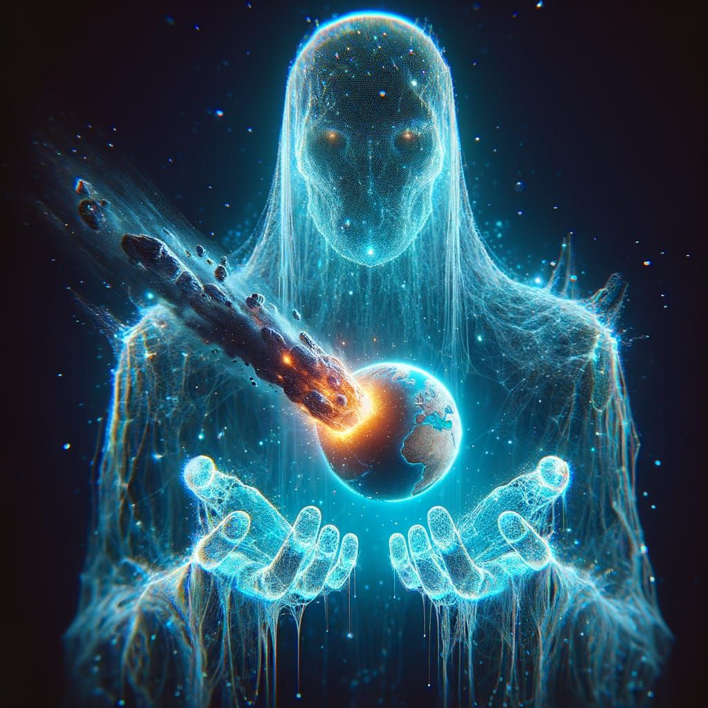 Ghostly Hologram Holds Asteroid Collision: Grimdark Sci-Fi