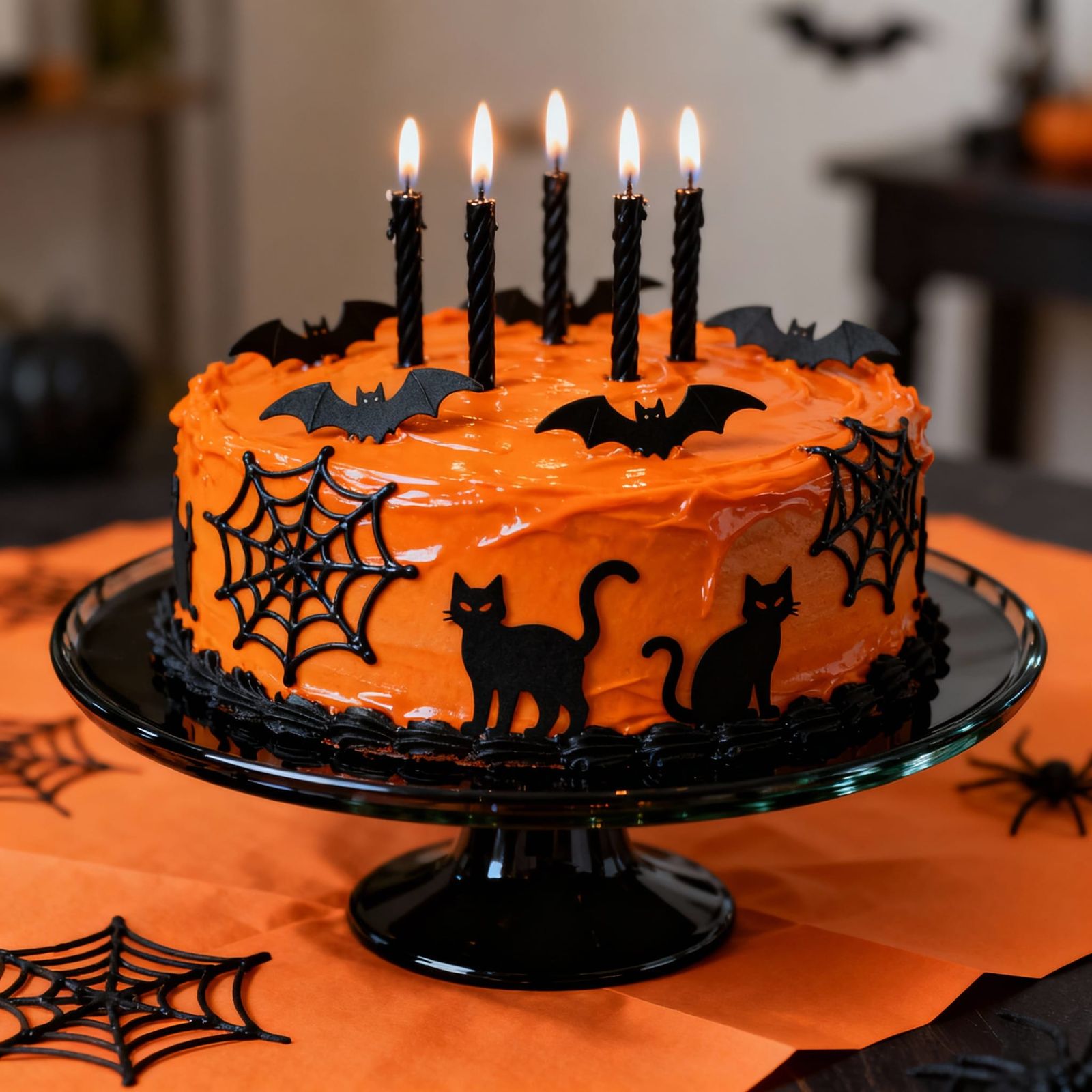 Halloween Themed Birthday Cake with Silhouettes