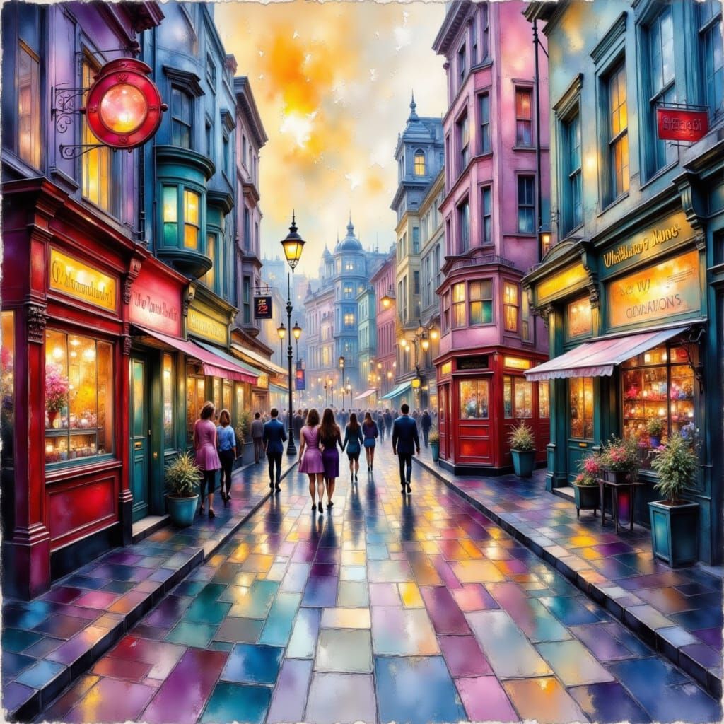 <lora:Favorites:1.0> Fauvism-style 1950's London city scene ...