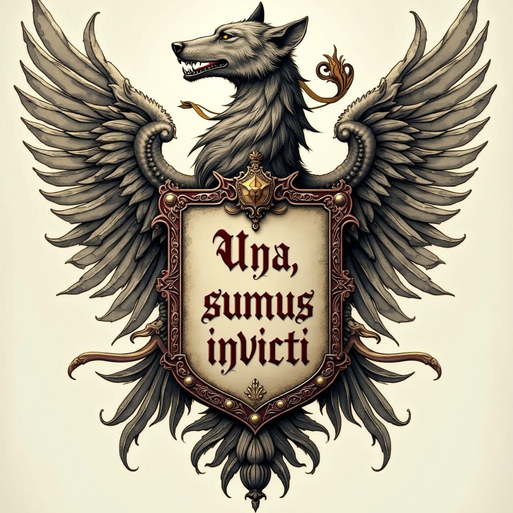 Noble Aragon Family Crest with Majestic Wolf in Elegant Goth...
