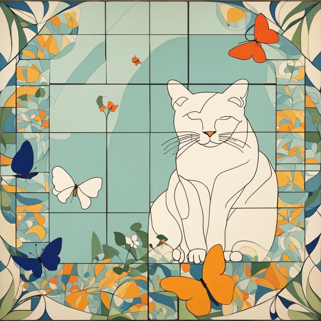 Elegant Cat in Serene Nature Scene