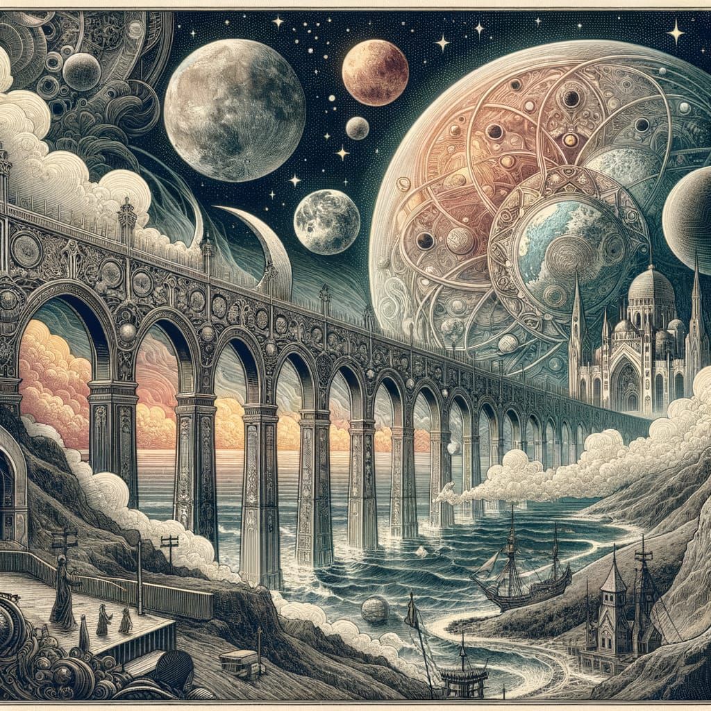 Ethereal Renaissance Bridge Connects Earth and Moon in Coppe...