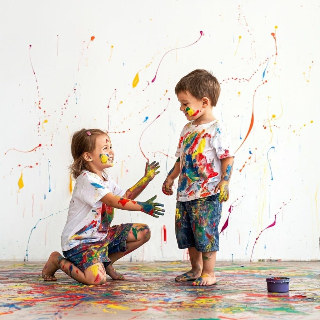 Children Covered in Paint: Whimsical Pop Surrealism