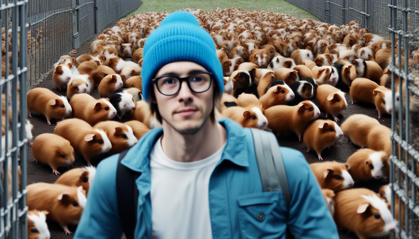 Escaping Prison: A Man and Guinea Pig Crowd