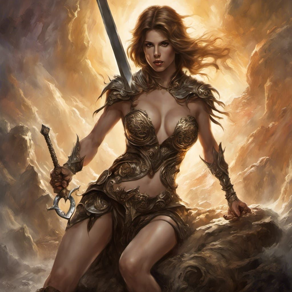 Fantasy Warrior in Metal Bikini, Dark Fantasy Art
