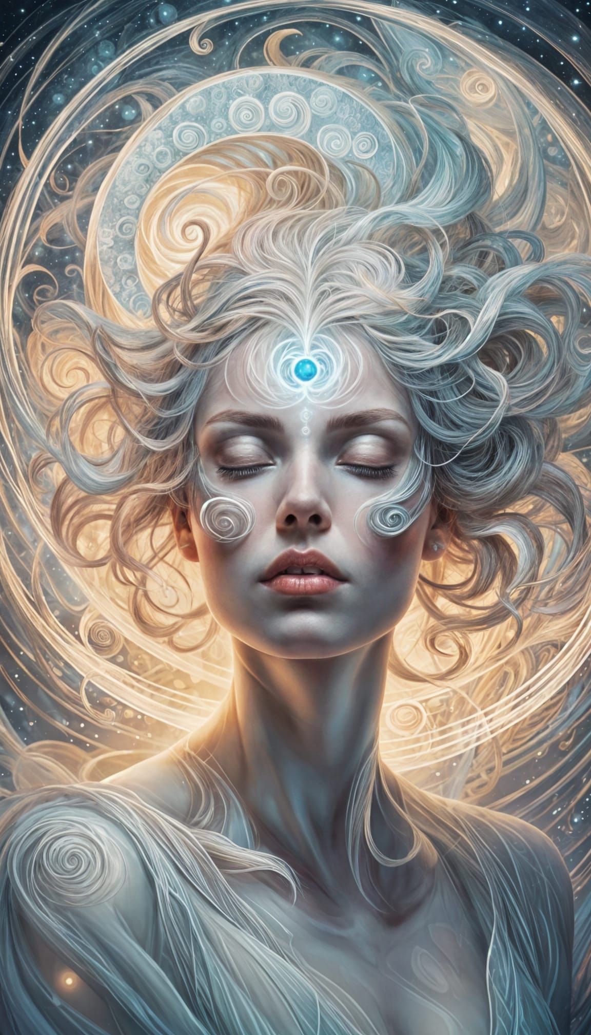 Abstract Soul Portrait with Inner Peace and Third Eye