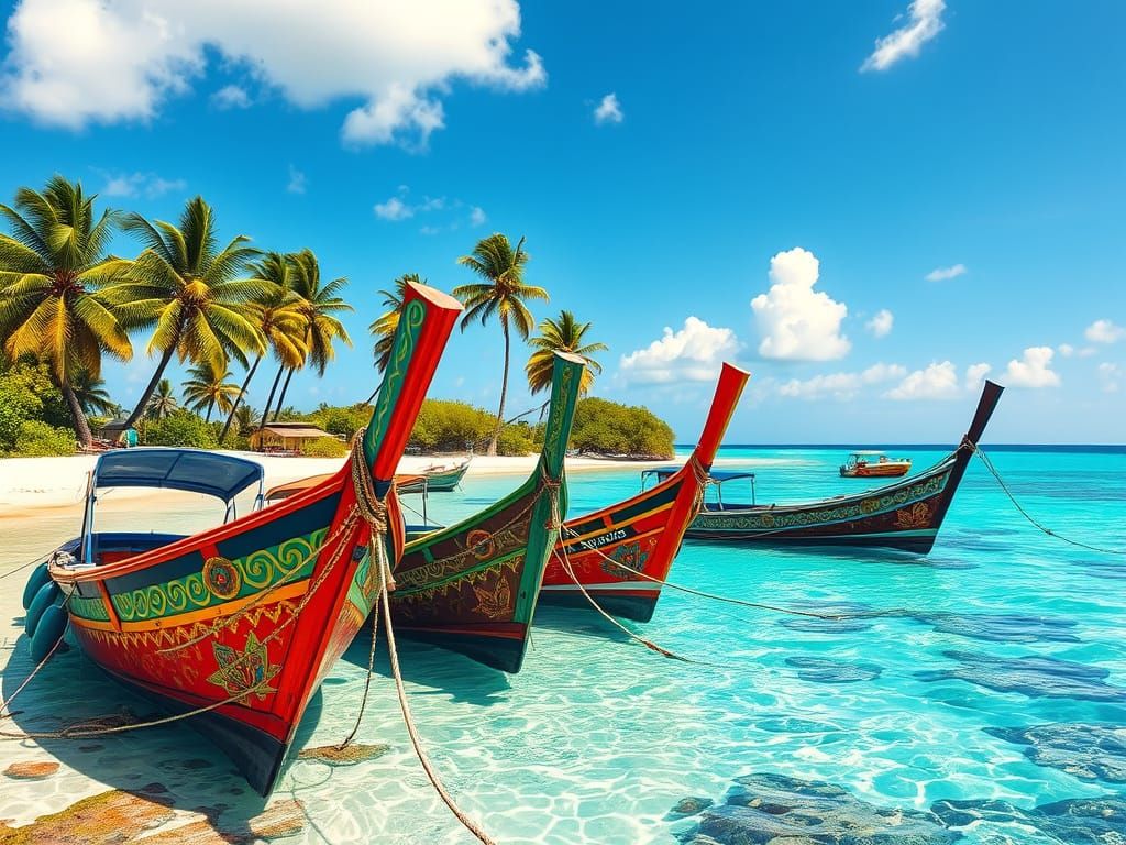 Vibrant Zanzibar Beach Scene in Tropical Paradise Style