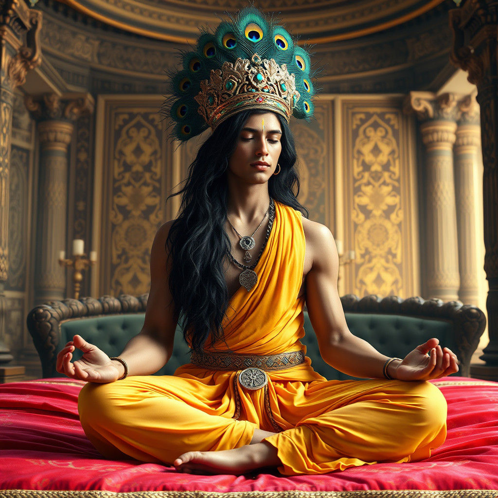 Majestic Yogi Meditating in Ornate Palace