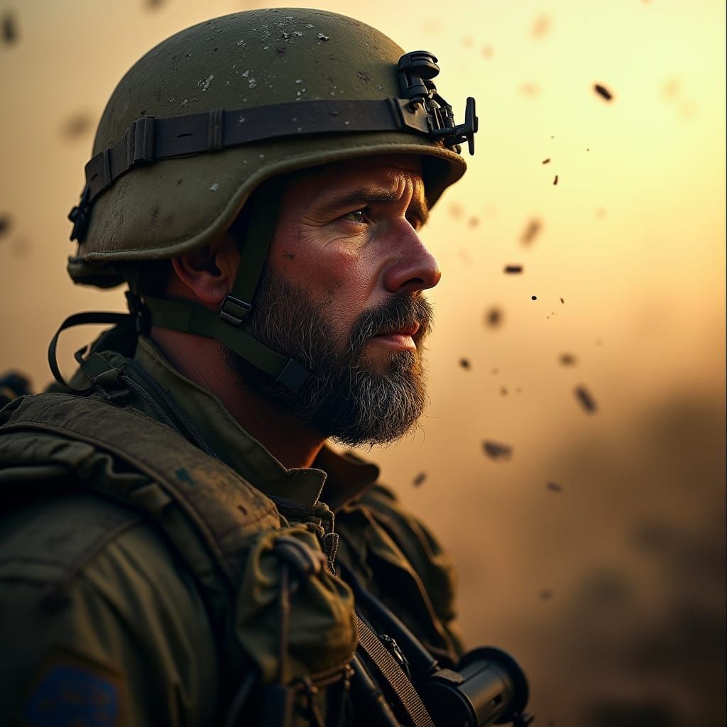 War-Weary Royal Marine in Haunting Cinematic Portrait