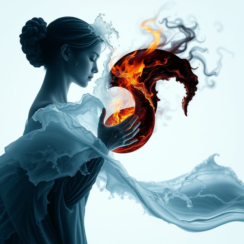 Goddess of Ice and Fire as Yin-Yang Symbol