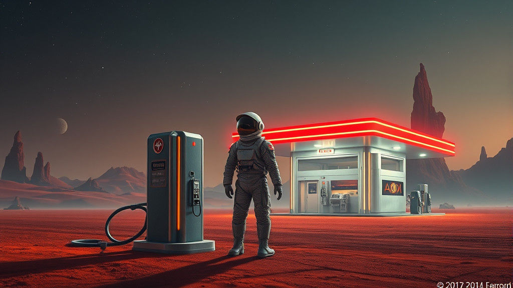 Alpha Centauri Gas Station in Retro-Futuristic Style