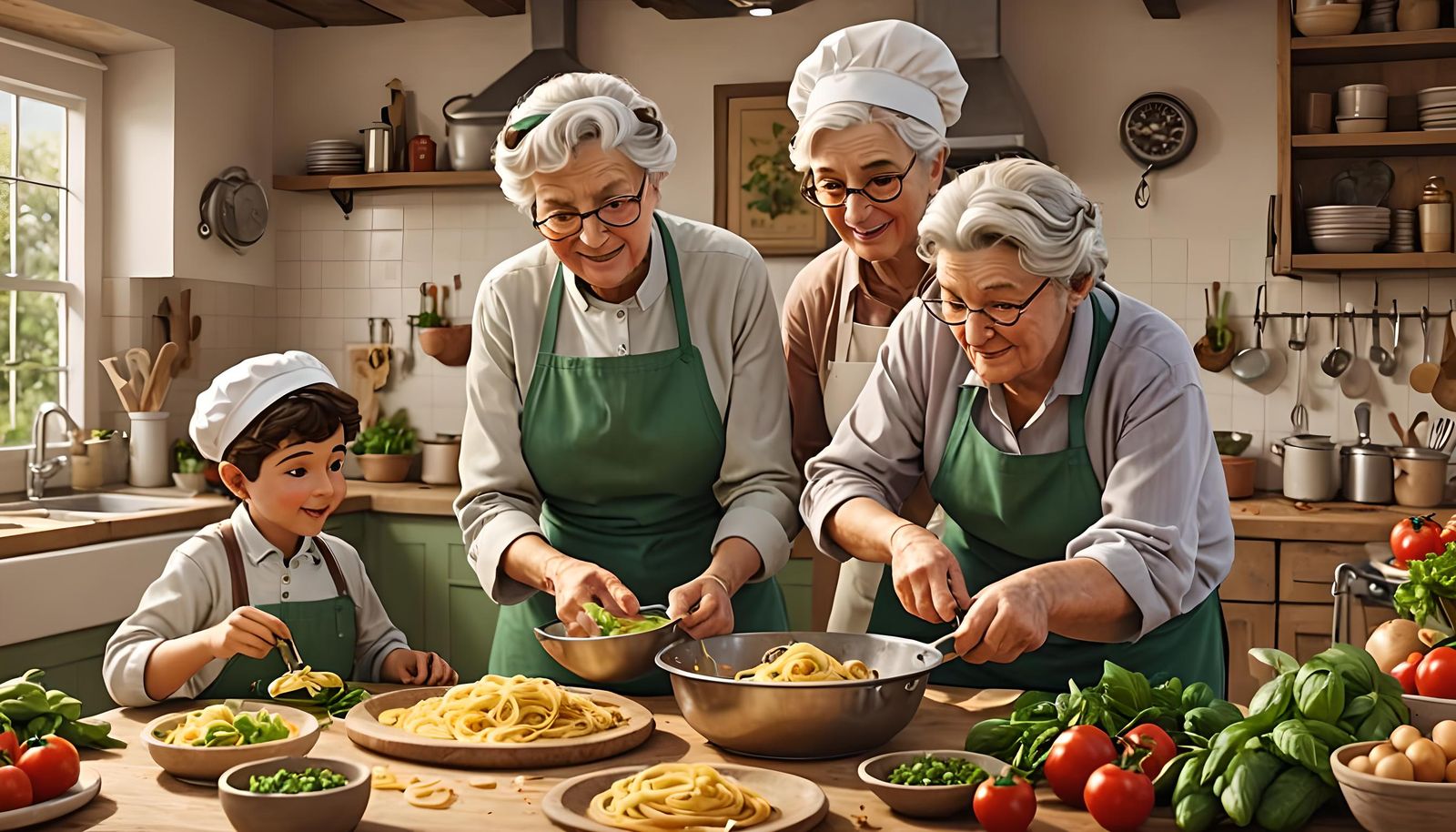 Animated Image: Italian Chef Making Pasta with Grandma