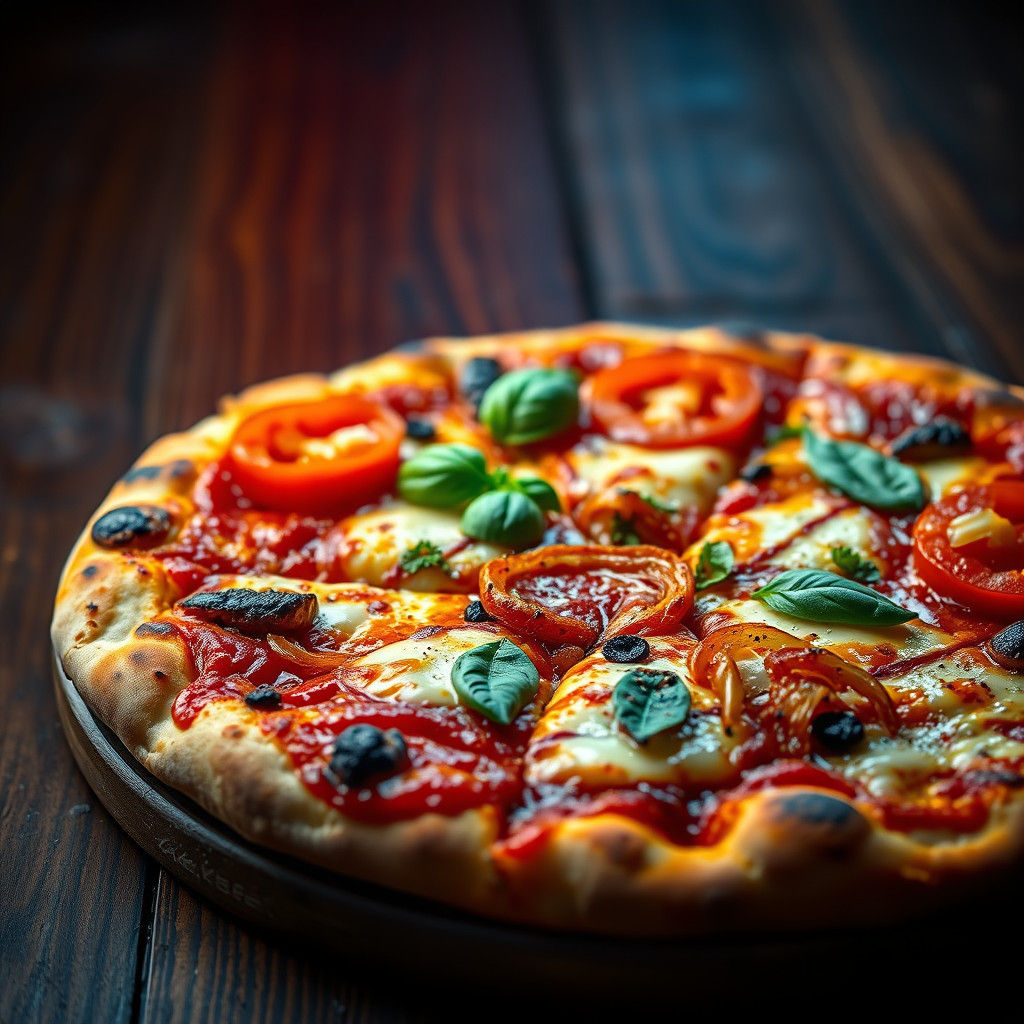 Delicious Pizza with Colorful Toppings in HDR