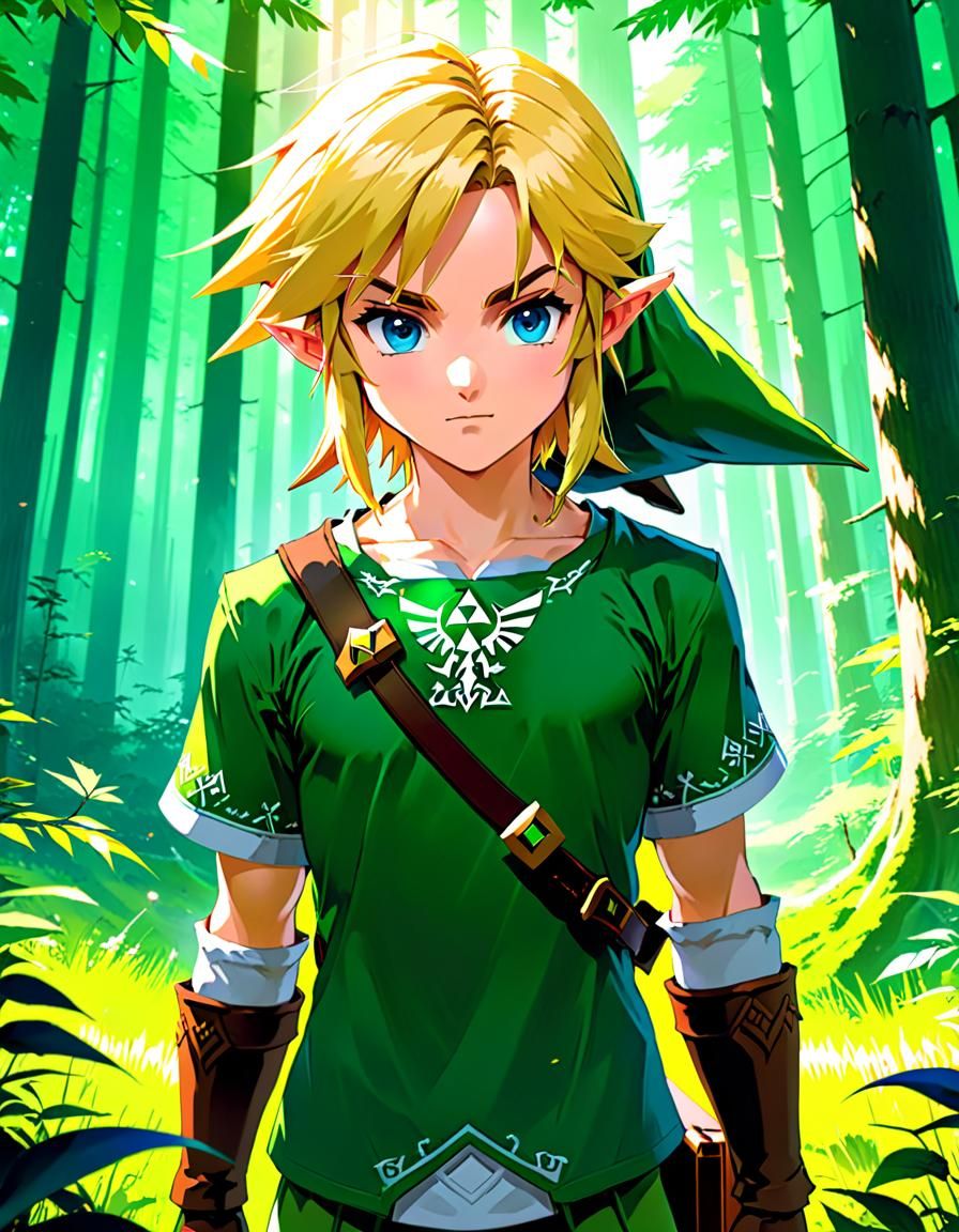 Anime Style Link in Forest by Kim Jung Gi