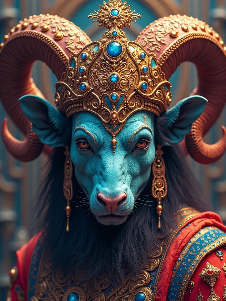 Epic King Rama in Psychedelic Holographic Art