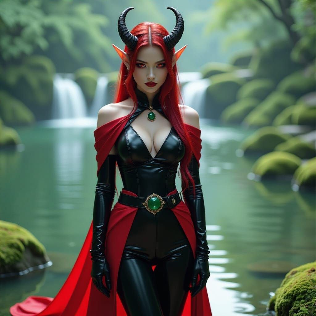 Tiefling with Asian Features by Serene Lake