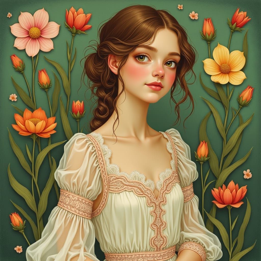 Beautiful Woman Portrait in Digital Art Style